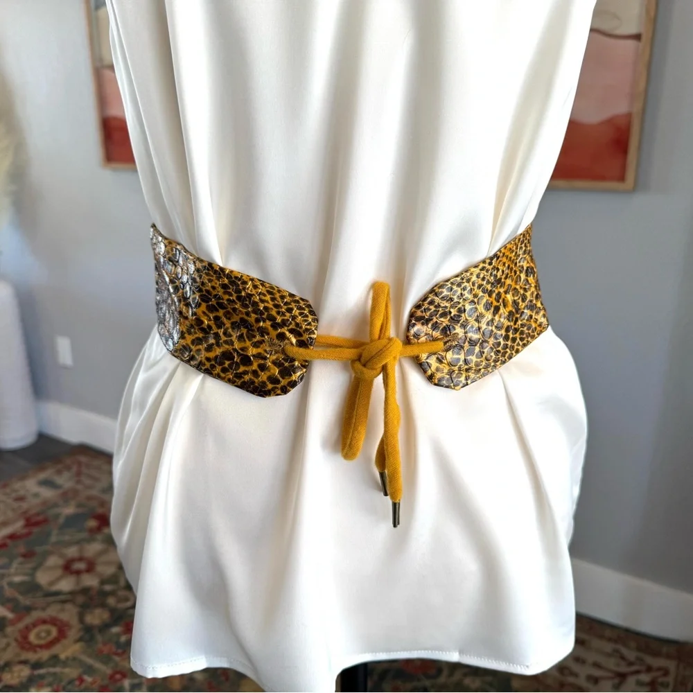 Vintage Gold and Black Snakeskin Wide Belt
